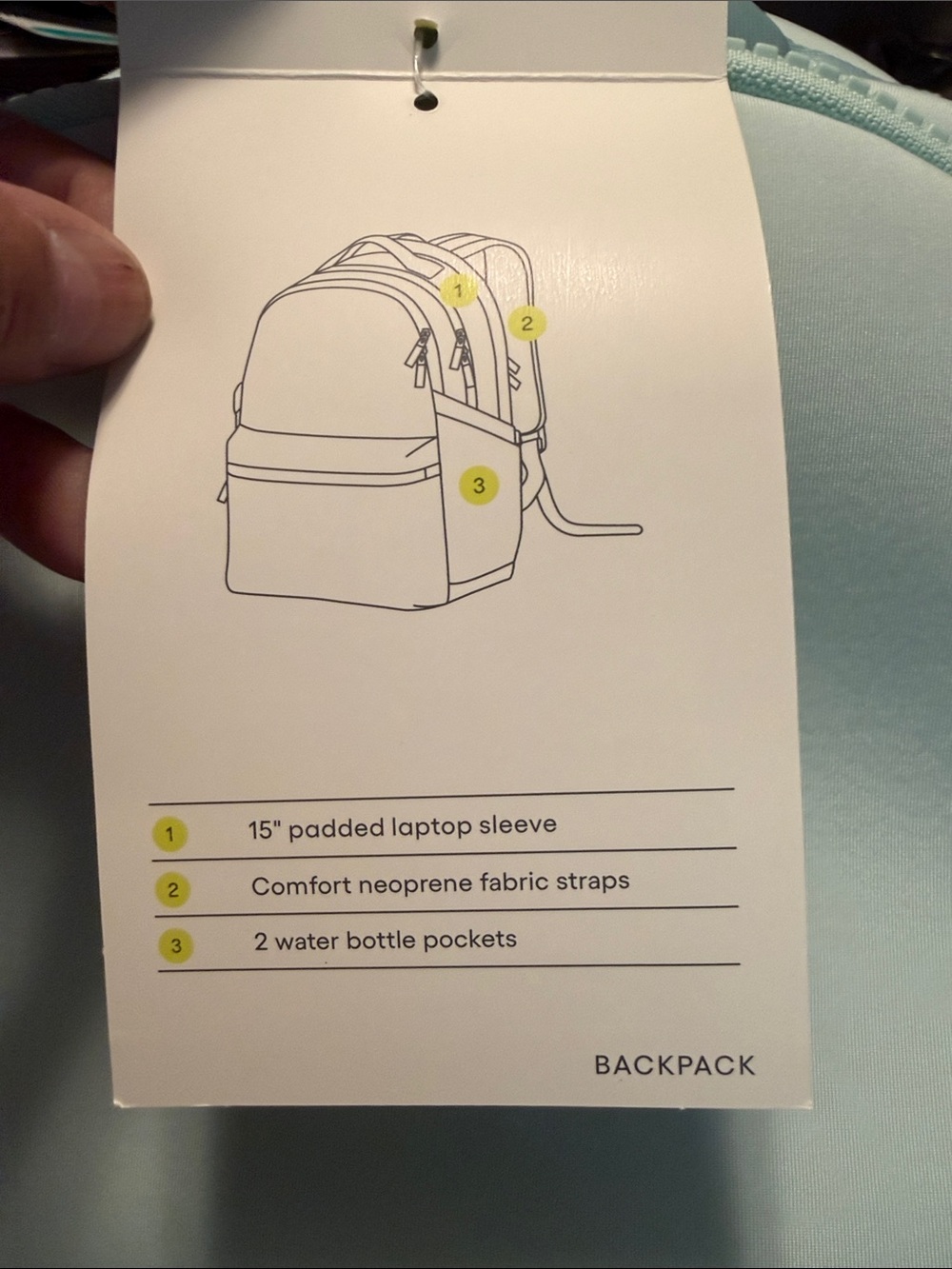 All In Motion light green Neoprene Backpack - Picture 2 of 7